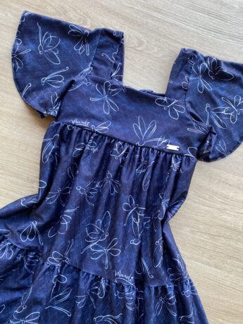 fernandaramoskids com br Vestido Infantil Feminino Curto Estampado Azul Petróleo 1