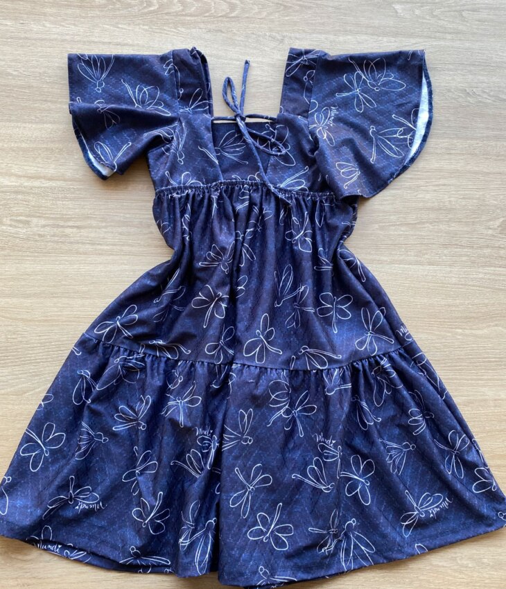 fernandaramoskids com br Vestido Infantil Feminino Curto Estampado Azul Petróleo 2