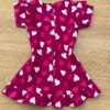 fernandaramoskids com br Vestido Infantil Feminino Curto Estampado Corações Fúcsia 2