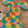 fernandaramoskids com br Vestido Infantil Feminino Curto Estampado Detalhe em Lastex 1