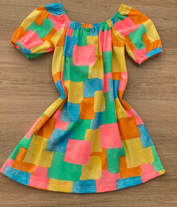 fernandaramoskids com br Vestido Infantil Feminino Curto Estampado Detalhe em Lastex 3