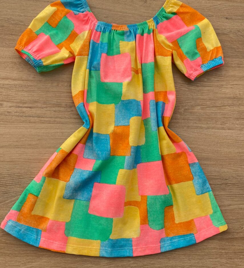 fernandaramoskids com br Vestido Infantil Feminino Curto Estampado Detalhe em Lastex 3