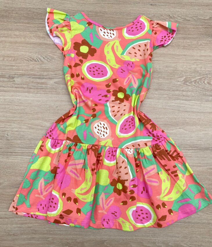 fernandaramoskids com br Vestido Infantil Feminino Curto Estampado Manga Babado 2