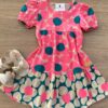 Vestido Infantil Feminino Curto Estampado Pink Flúor Manga Curta Fernanda Ramos Kids