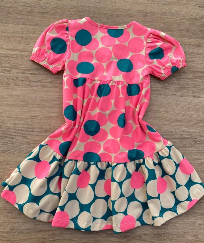 fernandaramoskids com br Vestido Infantil Feminino Curto Estampado Pink Flúor Manga Curta 2