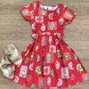 Vestido Infantil Feminino Curto Estampado Sorvete Vermelho Fernanda Ramos Kids
