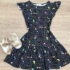 Vestido Infantil Feminino Curto Estampado Xadrez Preto Fernanda Ramos Kids