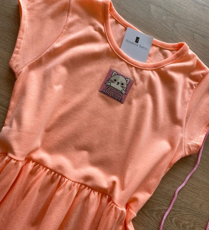 fernandaramoskids com br Vestido Infantil Feminino Curto Fashion Bichinho Laranja 1