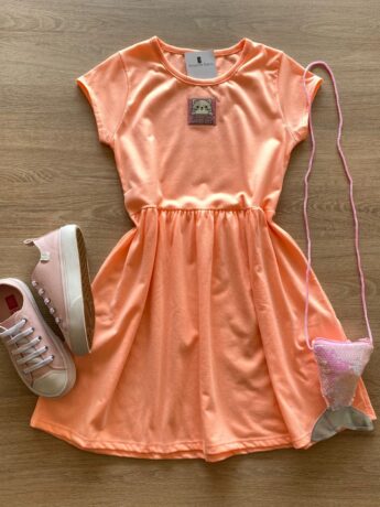 Vestido Infantil Feminino Curto Fashion Bichinho Laranja Fernanda Ramos Kids