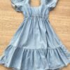 fernandaramoskids com br Vestido Infantil Feminino Curto Jeans Claro com Amarração 2