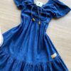 fernandaramoskids com br Vestido Infantil Feminino Curto Jeans com Amarração 1