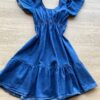 fernandaramoskids com br Vestido Infantil Feminino Curto Jeans com Amarração 2
