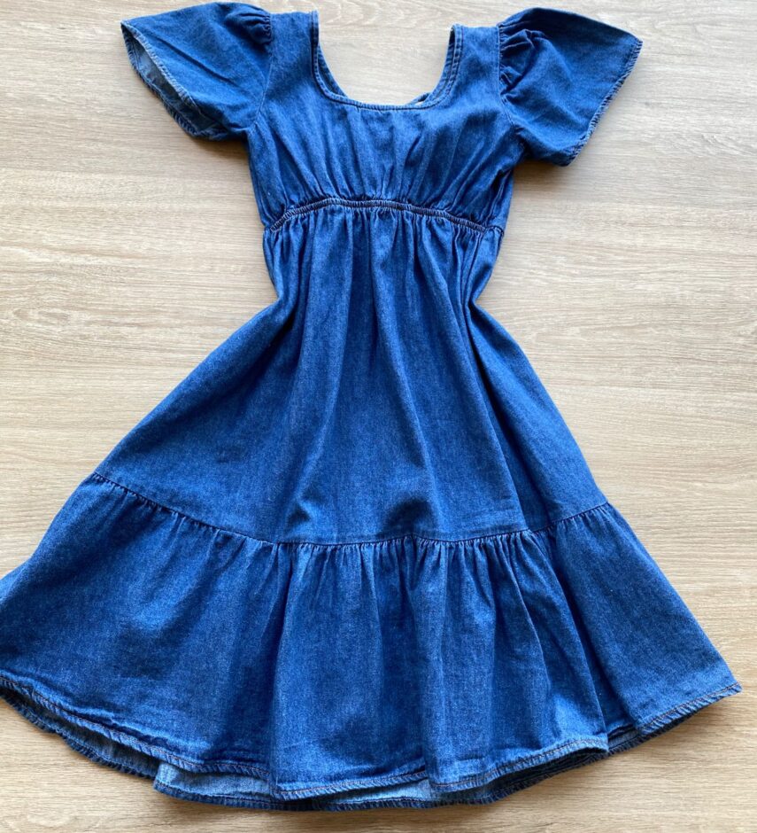 fernandaramoskids com br Vestido Infantil Feminino Curto Jeans com Amarração 2