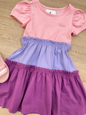 fernandaramoskids com br Vestido Infantil Feminino Curto Rosa, Lilás e Fúcsia 1