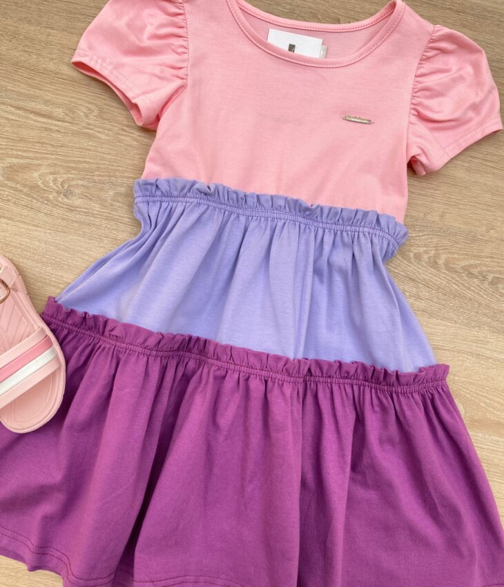 fernandaramoskids com br Vestido Infantil Feminino Curto Rosa, Lilás e Fúcsia 1