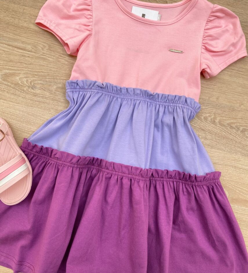 fernandaramoskids com br Vestido Infantil Feminino Curto Rosa, Lilás e Fúcsia 1
