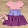 Vestido Infantil Feminino Curto Rosa, Lilás e Fúcsia Fernanda Ramos Kids