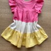 fernandaramoskids com br Vestido Infantil Feminino Curto Rosa, Off White e Amarelo 2