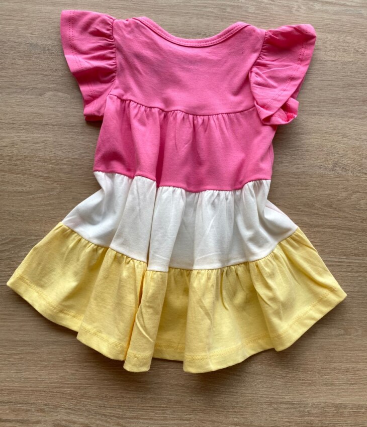 fernandaramoskids com br Vestido Infantil Feminino Curto Rosa, Off White e Amarelo 2