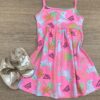 Vestido Infantil Feminino de Alcinha Estampado Pink Flúor Fernanda Ramos Kids
