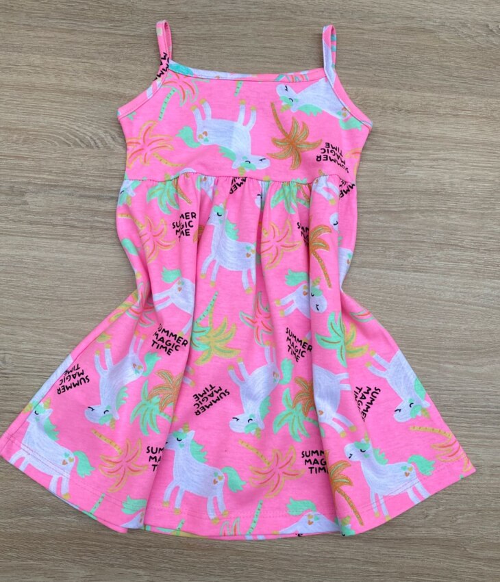 fernandaramoskids com br Vestido Infantil Feminino de Alcinha Estampado Pink Flúor 2
