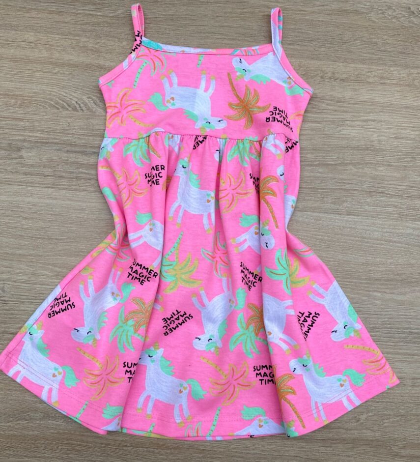 fernandaramoskids com br Vestido Infantil Feminino de Alcinha Estampado Pink Flúor 2
