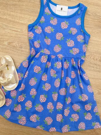 fernandaramoskids com br Vestido Infantil Feminino de Malha Estampado Fundo Azul 1