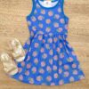 Vestido Infantil Feminino de Malha Estampado Fundo Azul Fernanda Ramos Kids
