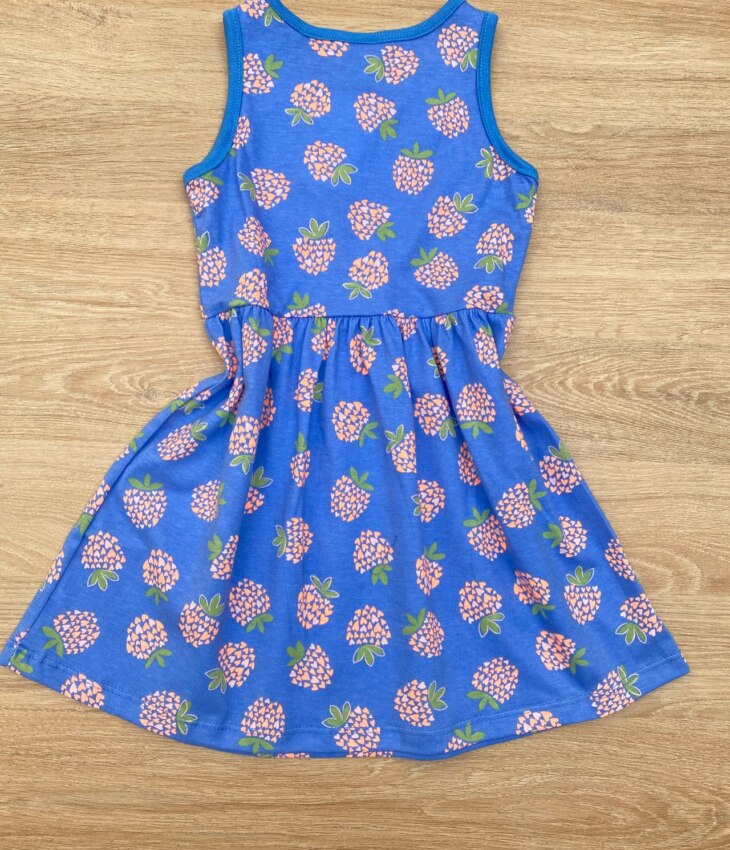 fernandaramoskids com br Vestido Infantil Feminino de Malha Estampado Fundo Azul 2