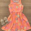 Vestido Infantil Feminino de Malha Estampado Laranja Flúor Fernanda Ramos Kids