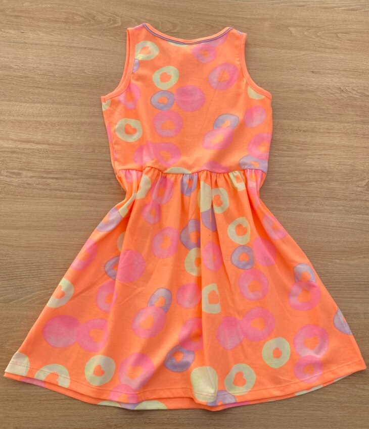 fernandaramoskids com br Vestido Infantil Feminino de Malha Estampado Laranja Flúor 2