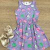 Vestido Infantil Feminino de Malha Estampado Lilás Fernanda Ramos Kids