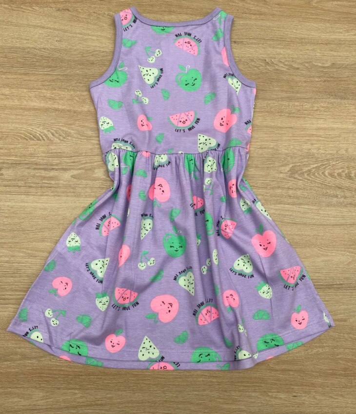 fernandaramoskids com br Vestido Infantil Feminino de Malha Estampado Lilás 2