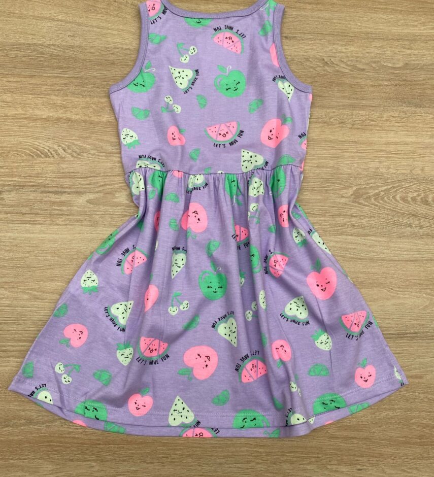 fernandaramoskids com br Vestido Infantil Feminino de Malha Estampado Lilás 2