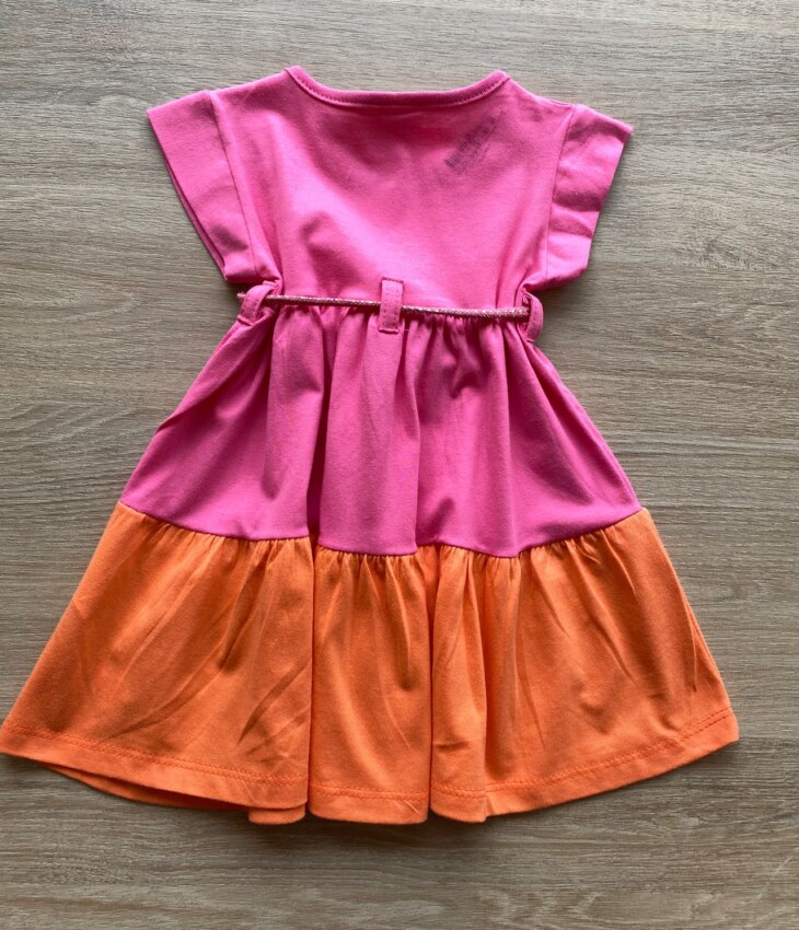 fernandaramoskids com br Vestido Infantil Feminino de Malha Pink e Laranja 2