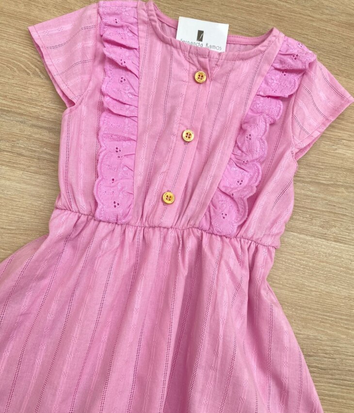 fernandaramoskids com br Vestido Infantil Feminino Detalhe em Laise Lilás 1