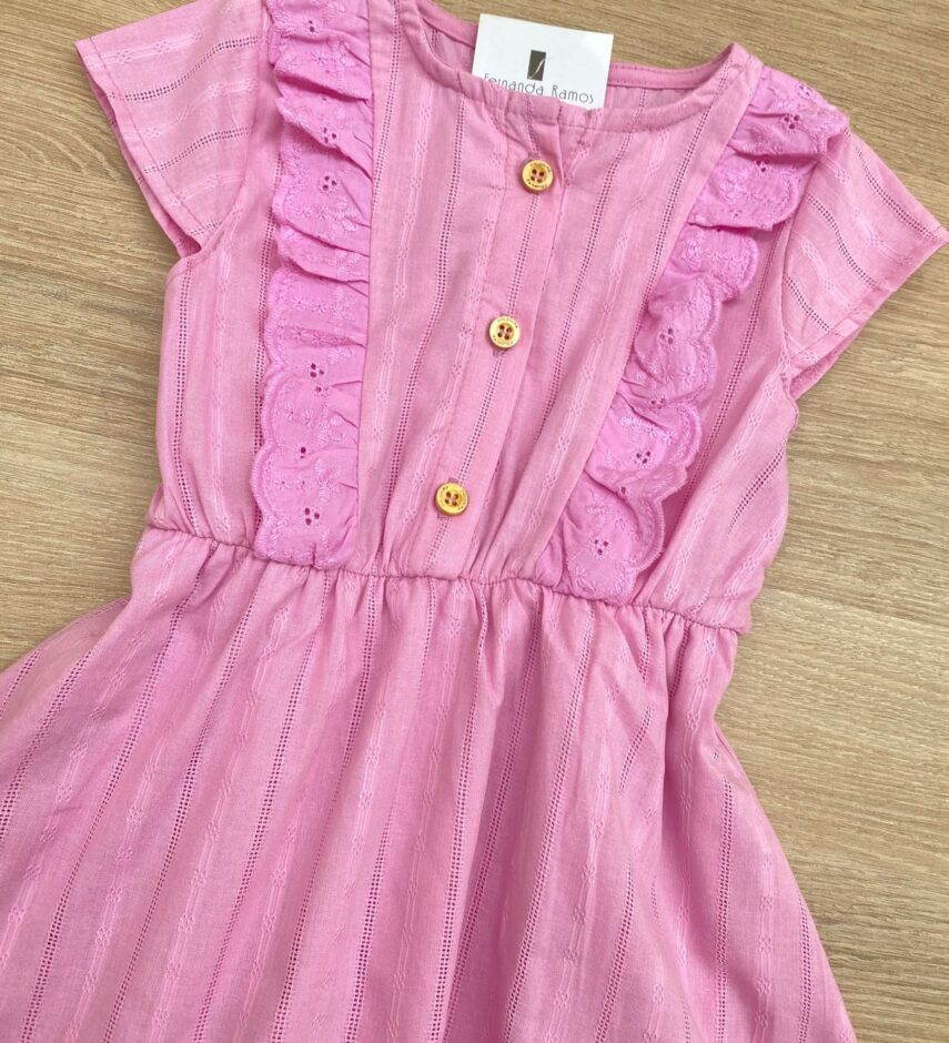 fernandaramoskids com br Vestido Infantil Feminino Detalhe em Laise Lilás 1