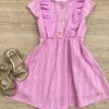 Vestido Infantil Feminino Detalhe em Laise Lilás Fernanda Ramos Kids
