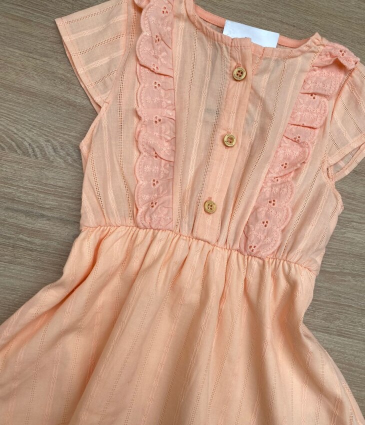 fernandaramoskids com br Vestido Infantil Feminino Detalhe em Laise Salmão 2