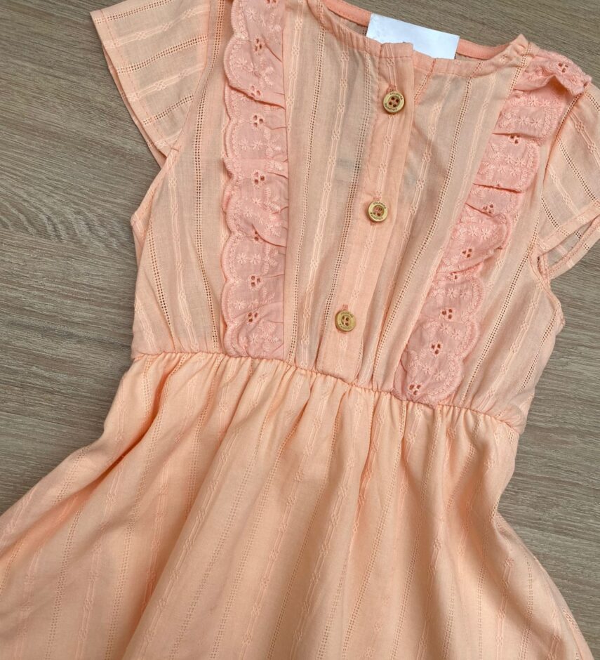 fernandaramoskids com br Vestido Infantil Feminino Detalhe em Laise Salmão 2