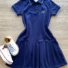 Vestido Infantil Feminino Gola Polo Piquet Confort Azul Marinho Fernanda Ramos Kids