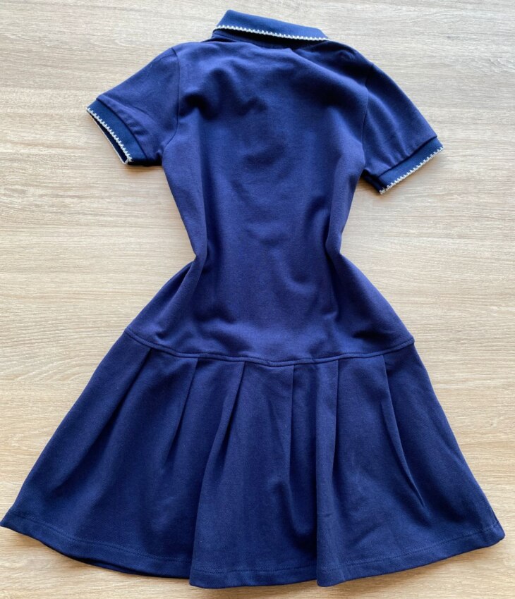 fernandaramoskids com br Vestido Infantil Feminino Gola Polo Piquet Confort Azul Marinho 2