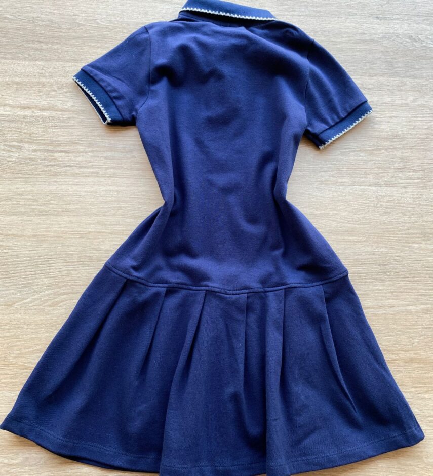 fernandaramoskids com br Vestido Infantil Feminino Gola Polo Piquet Confort Azul Marinho 2