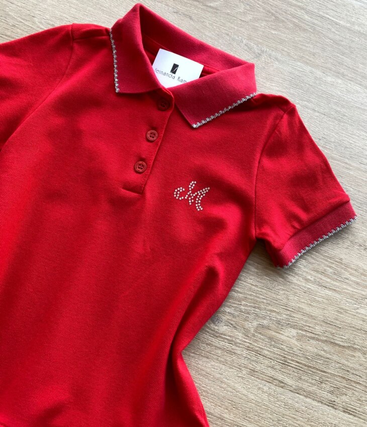 fernandaramoskids com br Vestido Infantil Feminino Gola Polo Piquet Confort Vermelho 1