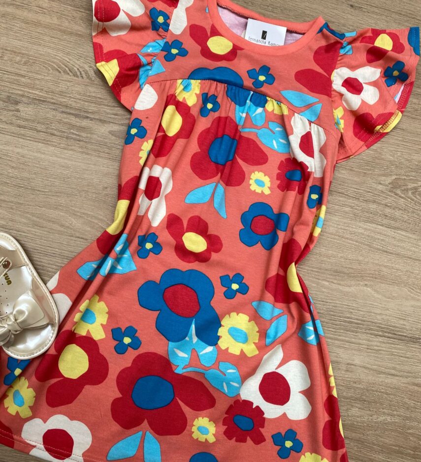 fernandaramoskids com br Vestido Infantil Feminino Linha A Estampado Floral 1