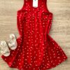 Vestido Infantil Feminino Malha Estampado Corações Vermelho Fernanda Ramos Store