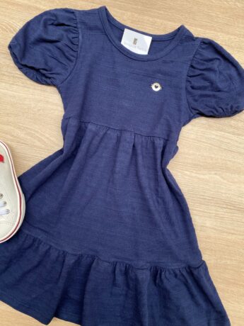 fernandaramoskids com br Vestido Infantil Feminino Malha Holiday Azul Marinho 1