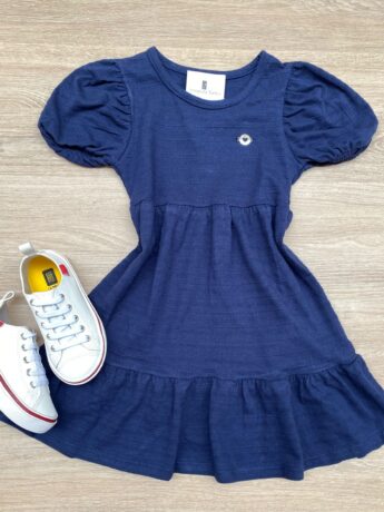 Vestido Infantil Feminino Malha Holiday Azul Marinho Fernanda Ramos Kids