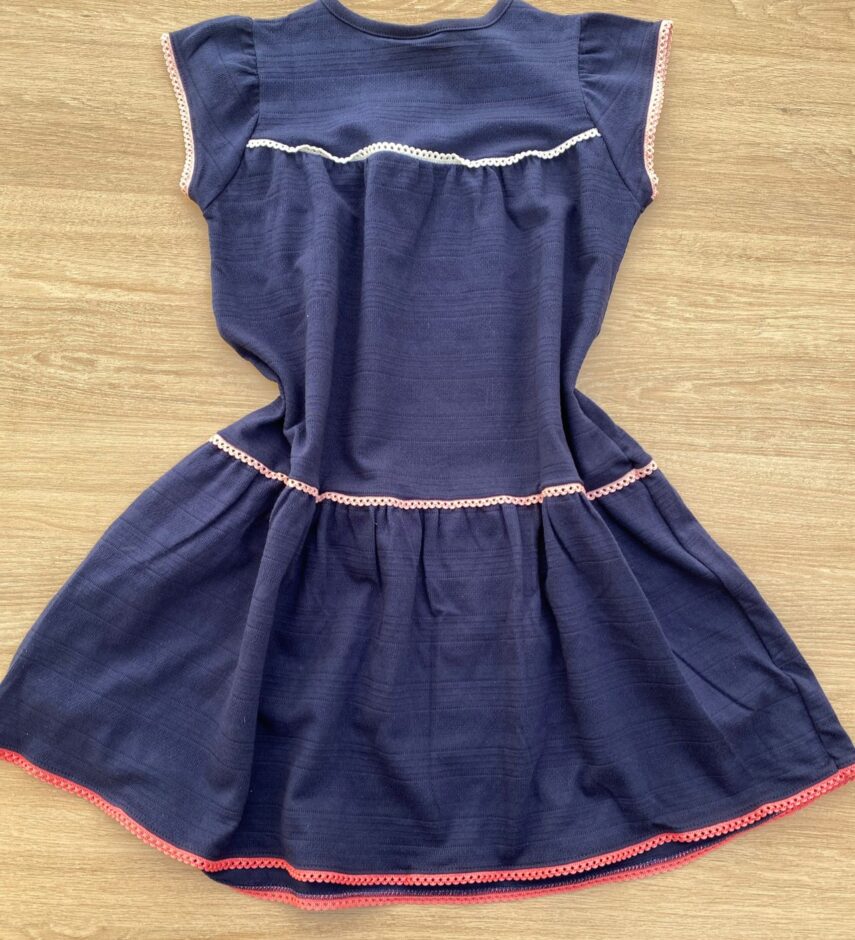 fernandaramoskids com br Vestido Infantil Feminino Malha Stripe Azul Marinho 2