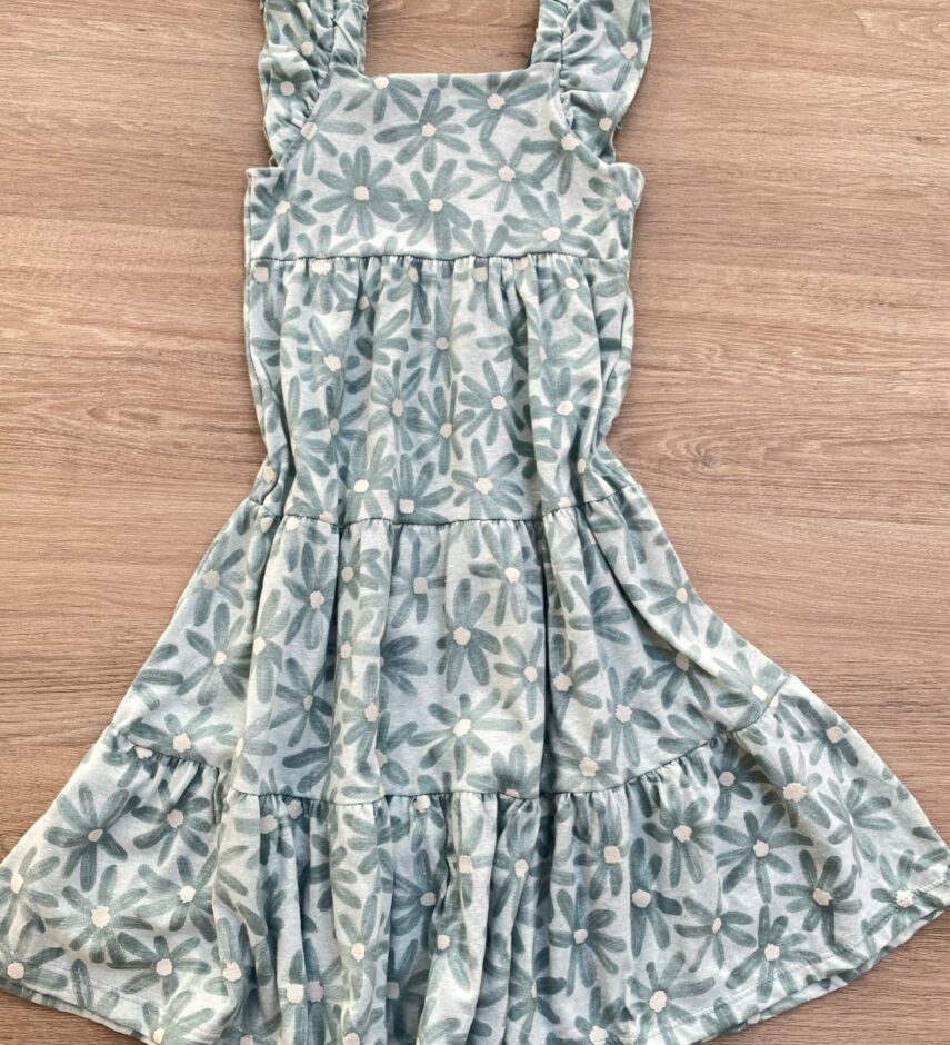 fernandaramoskids com br Vestido Infantil Feminino Manga com Babado Floral Verde 2